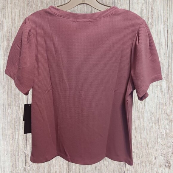 Zoe + Phoebe Mauve Short Sleeve Waffle Knit Top Size Medium Casual Wear - Picture 5 of 7